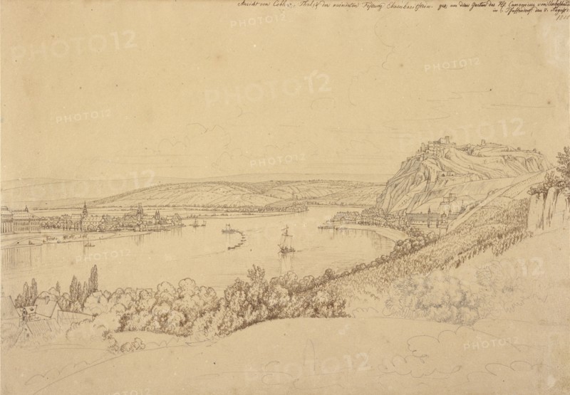 View of Heidelberg Castle; Johann Adam Klein, German, 1792 - 1875, Germany; 1815; Pen and ink over graphite, recto, Graphite
