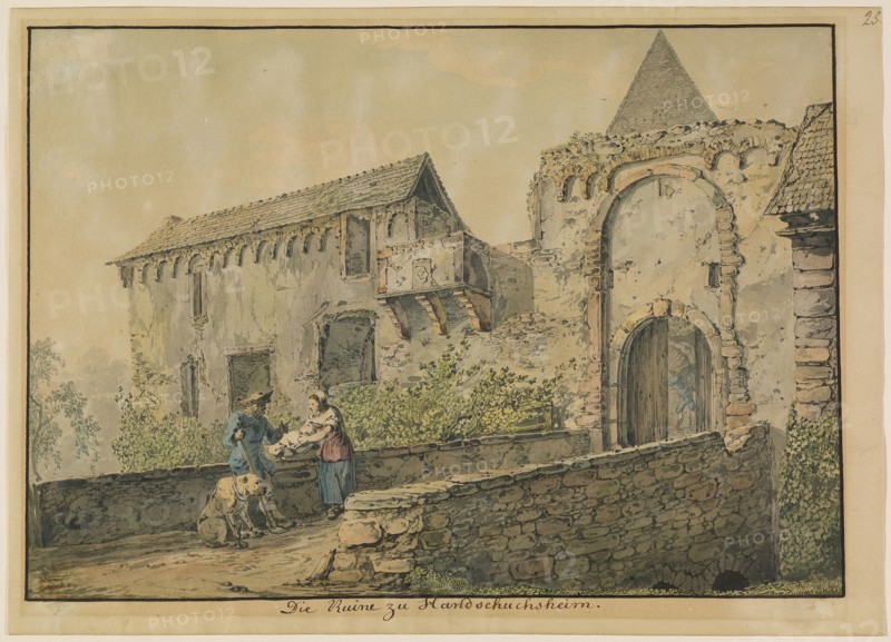 Ruin of the Tiefburg at Handschuhsheim; Carl Philipp Fohr, German, 1795 - 1818, Germany; 1813,1814; Watercolor over graphite