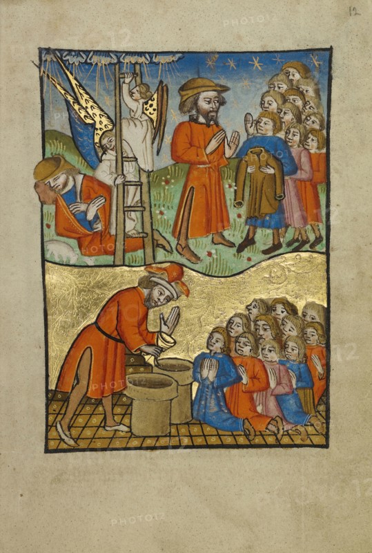 Jacob and Joseph; Norfolk perhaps, written, East Anglia, England; illumination about 1190; written about 1490; Tempera colors