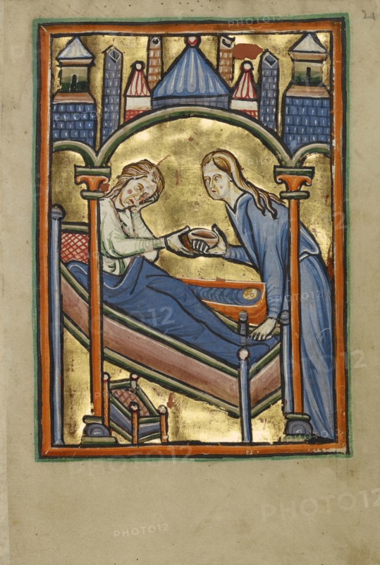 The Birth of the Virgin; York perhaps, illuminated, Northern, England; illumination about 1190; written about 1490; Tempera