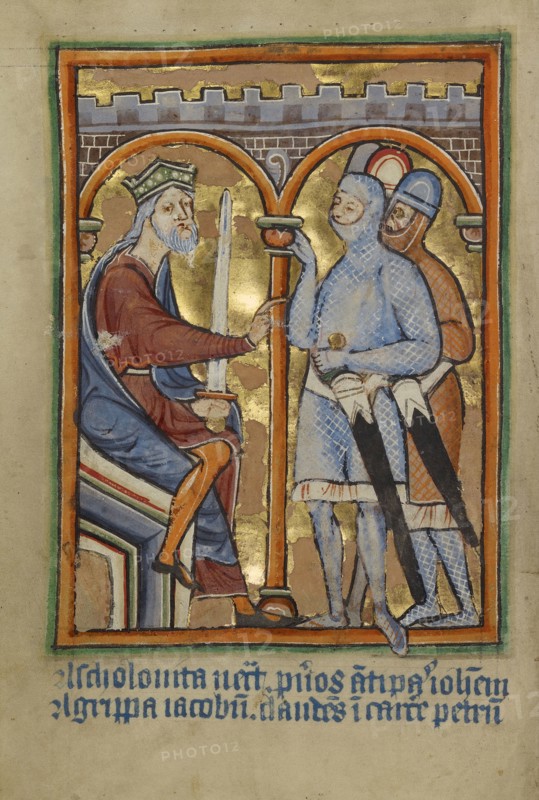 Herod Giving Orders to His Soldiers; Norfolk perhaps, written, East Anglia, England; illumination about 1190; written