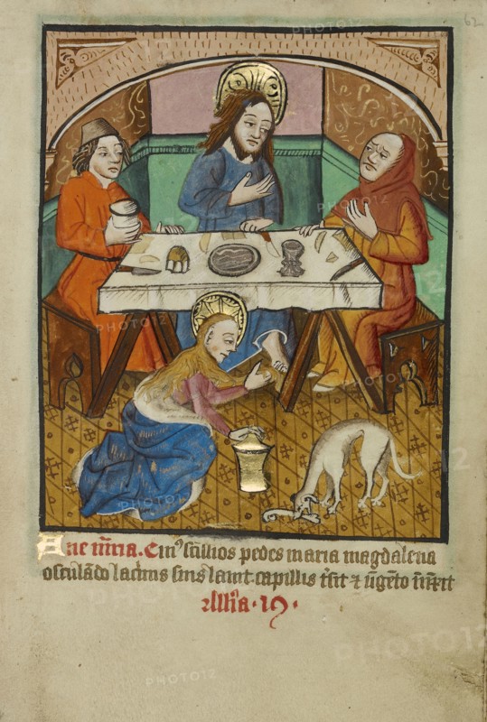 Christ in the House of the Pharisee; Norfolk perhaps, written, East Anglia, England; illumination about 1190; written