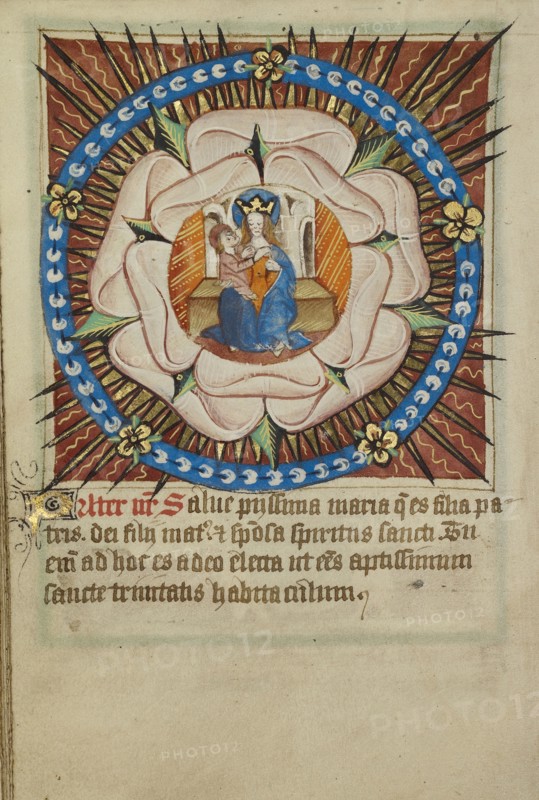 The Virgin and Child in a White Rose; Norfolk perhaps, written, East Anglia, England; illumination about 1190; written