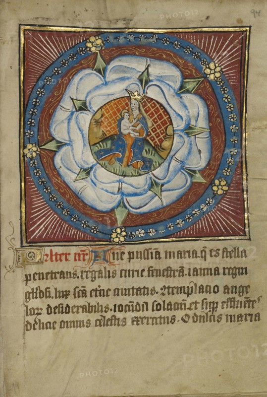The Virgin and Child in a White Rose; Norfolk perhaps, written, East Anglia, England; illumination about 1190; written