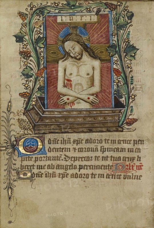 Christ as the Man of Sorrows; Norfolk perhaps, written, East Anglia, England; illumination about 1190; written about 1490