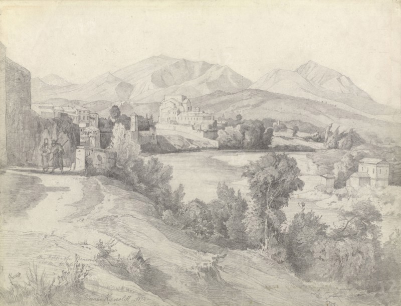 View of Benevento; Edmund Kanoldt, German, 1845 - 1904, Italy; 1874; Graphite; 33 x 43.3 cm, 13 x 17 1,16 in