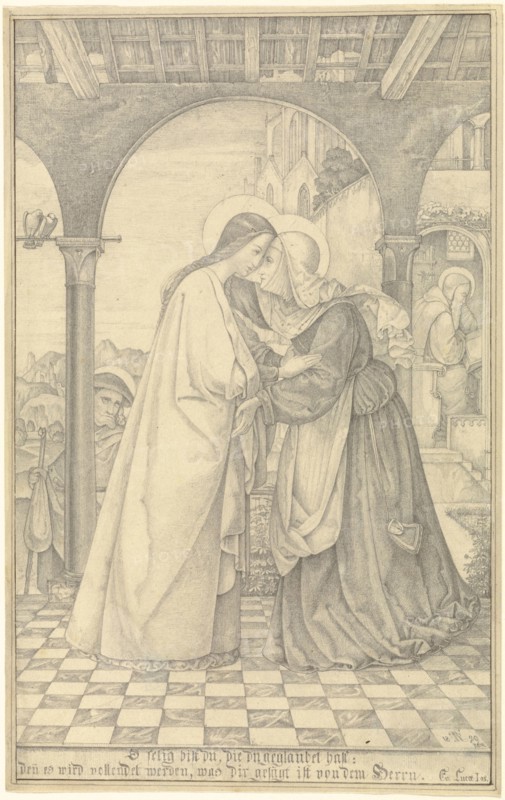 The Visitation; Theodor Rehbenitz, German, 1791 - 1861, Italy; 1820; Graphite; 22.4 x 14.1 cm, 8 13,16 x 5 9,16 in