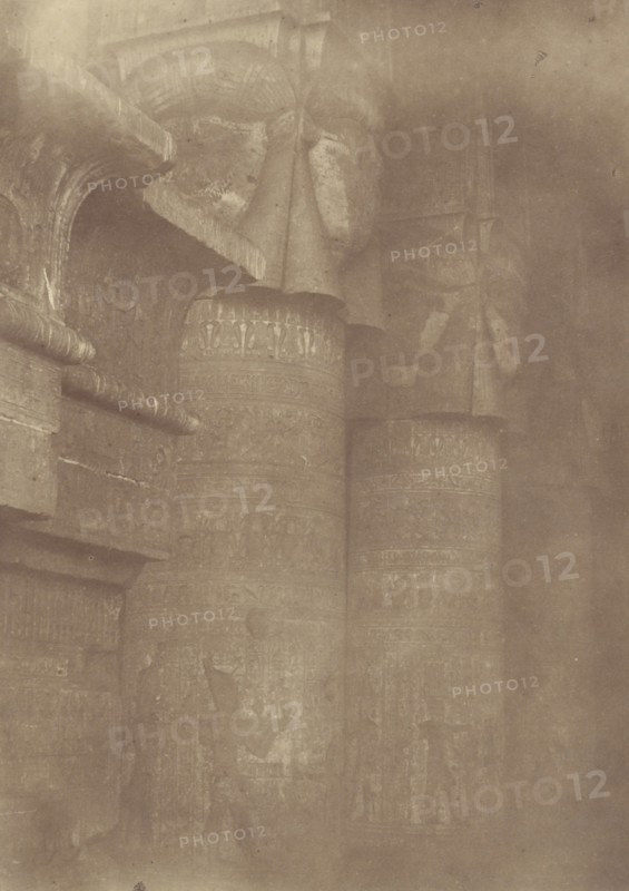 Close-up of the Pillars and Capitals of the Temple of Denderah; Théodule Devéria, French, 1831 - 1871, France; 1865; Albumen