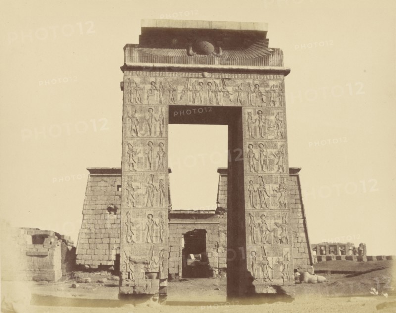 Portal of the Temple of Khonsu, Karnak; Théodule Devéria, French, 1831 - 1871, France; 1859 - 1862; Albumen silver print