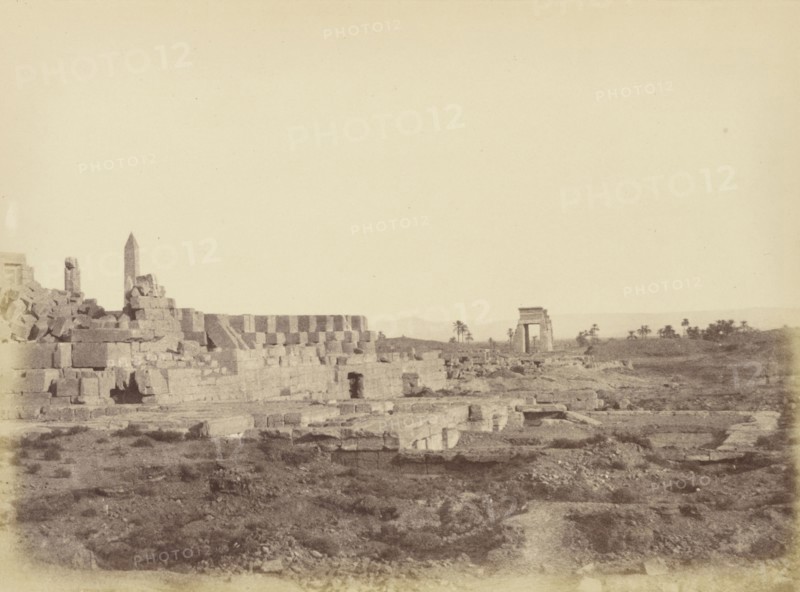 Overview of Karnak including Tothmes III's Covered Walk; Théodule Devéria, French, 1831 - 1871, France; 1859 - 1862; Albumen
