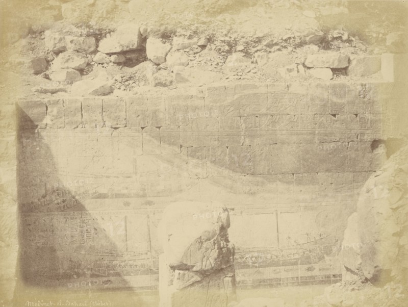 Médînet-el-Bahari, Thèbes, Théodule Devéria, French, 1831 - 1871, France; 1859; Albumen silver print