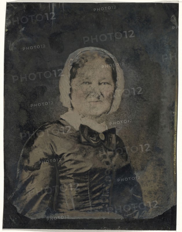 Portrait of woman in white hat; United States; 1860s - 1880s; Hand-colored tintype; Sheet: 21.2 x 16.4 cm, 8 3,8 x 6 7,16 in