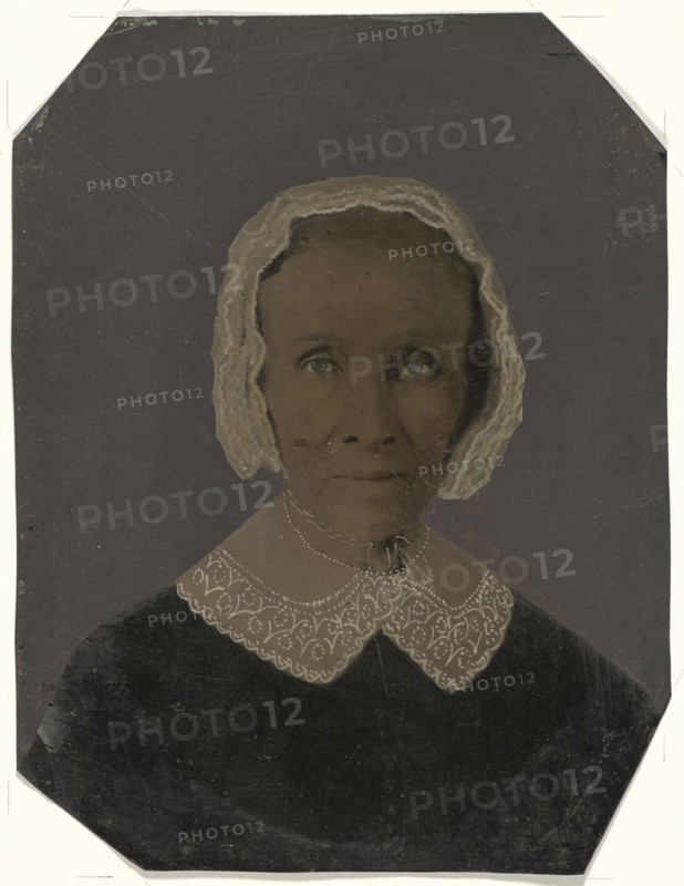 Portrait of woman in bonnet; United States; 1860s - 1880s; Hand-colored tintype; Sheet: 21.5 x 16.5 cm, 8 7,16 x 6 1,2 in