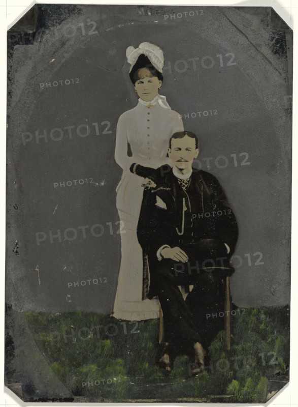 Portrait of couple; United States; 1860s - 1880s; Hand-colored tintype; Sheet: 22.5 x 16 cm, 8 7,8 x 6 5,16 in