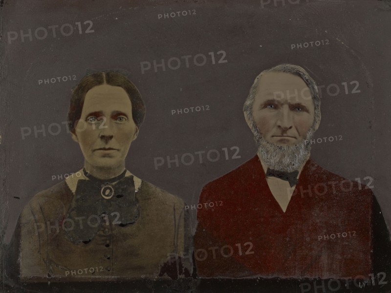 Portrait of man and woman; United States; 1860s - 1880s; Hand-colored tintype; Sheet: 19.4 x 25.5 cm, 7 5,8 x 10 1,16 in