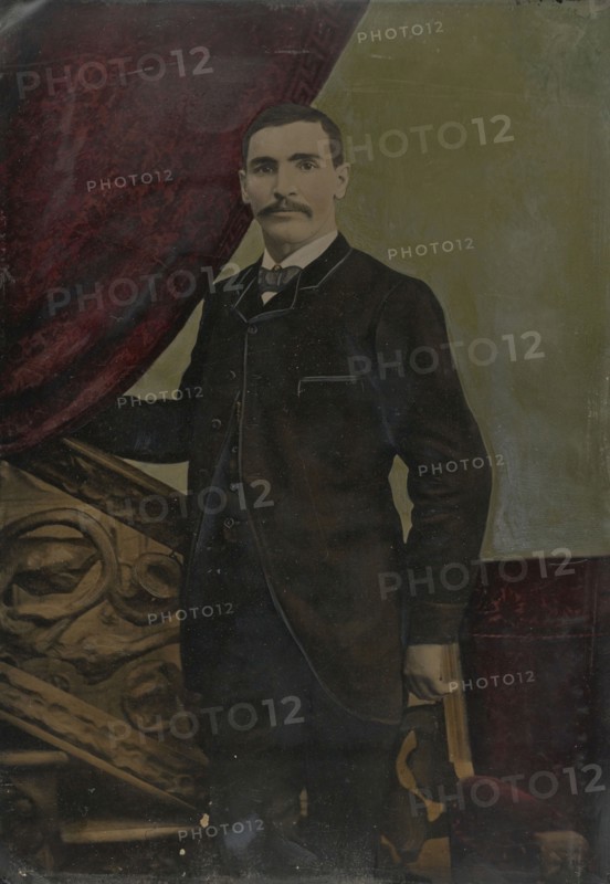 Portrait of man; United States; 1860s - 1880s; Hand-colored tintype; Sheet: 35.9 x 25.4 cm, 14 1,8 x 10 in