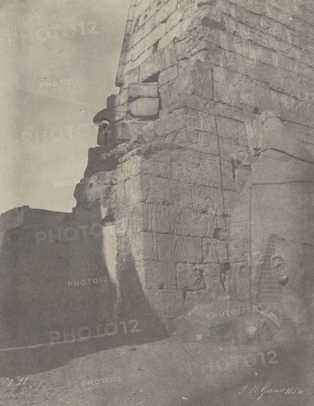 Louqsor. Sculptures Historiques du Pylône, Massif de Droite; John Beasly Greene, American, born France, 1832 - 1856, negative