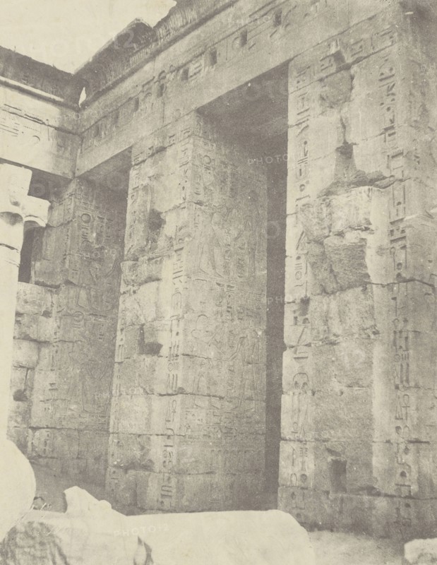 Médinet Habou, Palais de Ramsès II 2de Cour, Côté Est; John Beasly Greene, American, born France, 1832 - 1856, negative: Egypt