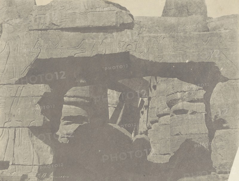 Salle Hypostyle, Entrée du Sud; John Beasly Greene, American, born France, 1832 - 1856, negative: Egypt; 1854; Salted paper