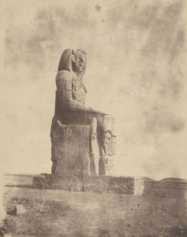 The Colossus of Memnon at Thebes; John Beasly Greene, American, born France, 1832 - 1856, print: probably France; 1854; Salted