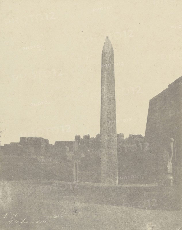 Louqsor, Obélisque, Côté Ouest, John Beasly Greene, American, born France, 1832 - 1856, negative: Egypt; 1854; Salted paper