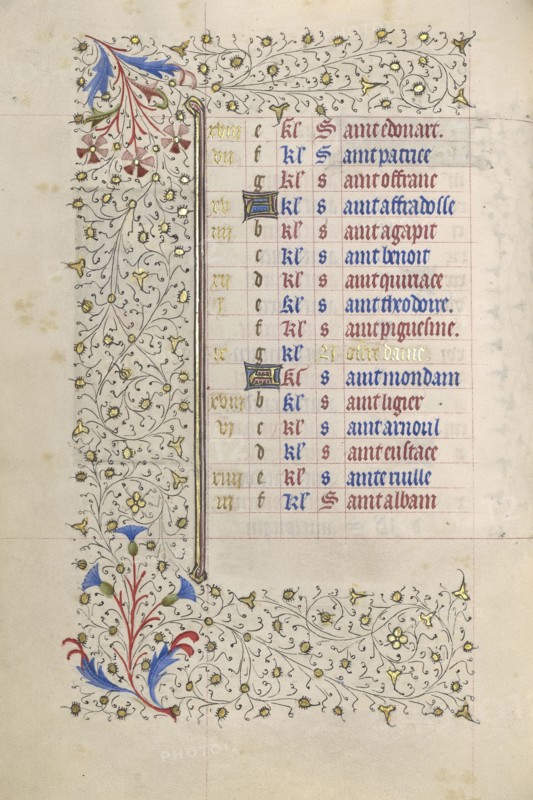 Calendar Page; Paris, France; about 1415 - 1420; Tempera colors, gold paint, gold leaf, and ink on parchment; Leaf: 20.5 x 14.8