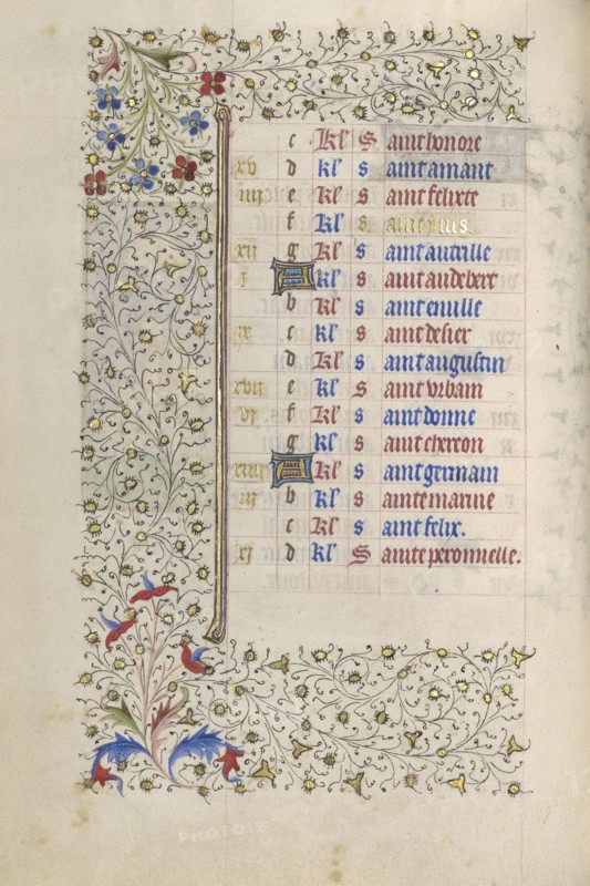 Calendar Page; Paris, France; about 1415 - 1420; Tempera colors, gold paint, gold leaf, and ink on parchment; Leaf: 20.5 x 14.8