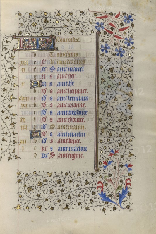 Calendar Page; Paris, France; about 1415 - 1420; Tempera colors, gold paint, gold leaf, and ink on parchment; Leaf: 20.5 x 14.8