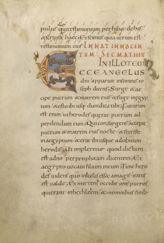 Decorated Initial E; Saint Gall, Switzerland; late 10th century; Tempera colors, gold paint, silver paint, and ink on parchment