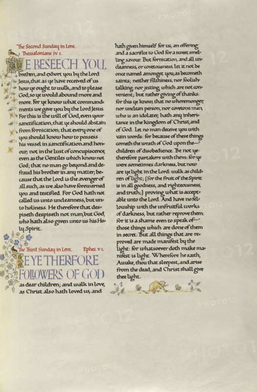Decorated Text Page; Madelyn Walker, English, active 1930s, England; about 1930; Gold leaf, tempera colors, and pen and black