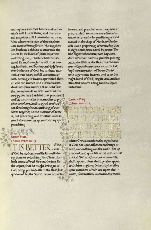 Decorated Text Page; Madelyn Walker, English, active 1930s, England; about 1930; Gold leaf, tempera colors, and pen and black