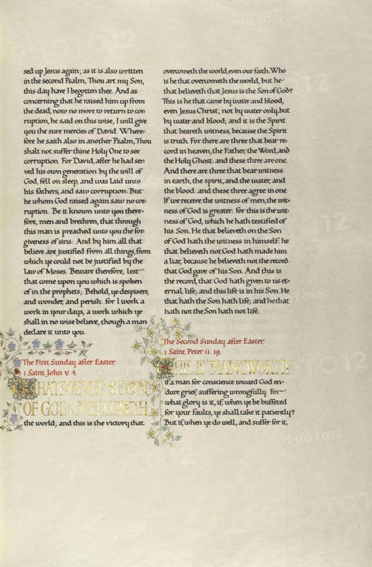 Decorated Text Page; Madelyn Walker, English, active 1930s, England; about 1930; Gold leaf, tempera colors, and pen and black