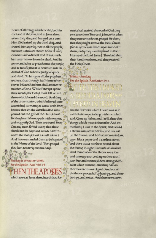 Decorated Text Page; Madelyn Walker, English, active 1930s, England; about 1930; Gold leaf, tempera colors, and pen and black