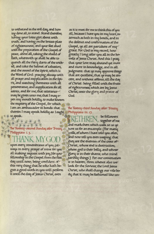 Decorated Text Page; Madelyn Walker, English, active 1930s, England; about 1930; Gold leaf, tempera colors, and pen and black