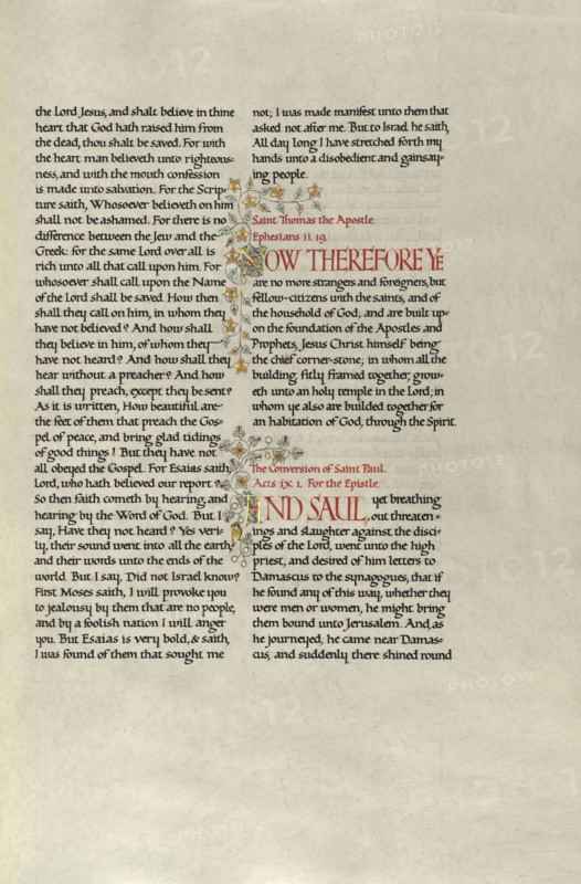 Decorated Text Page; Madelyn Walker, English, active 1930s, England; about 1930; Gold leaf, tempera colors, and pen and black