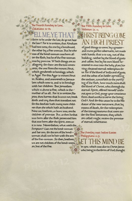 Decorated Text Page; Madelyn Walker, English, active 1930s, England; about 1930; Gold leaf, tempera colors, and pen and black