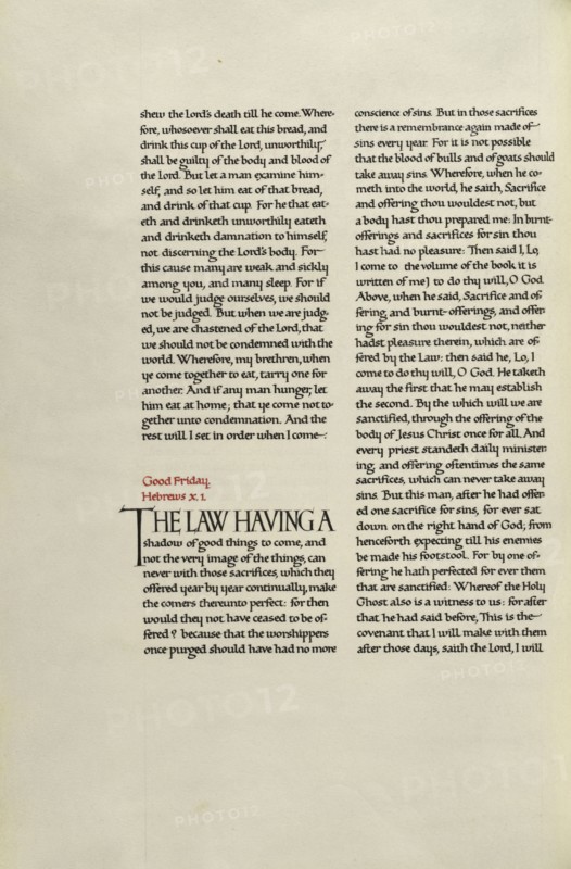 Decorated Text Page; Madelyn Walker, English, active 1930s, England; about 1930; Gold leaf, tempera colors, and pen and black
