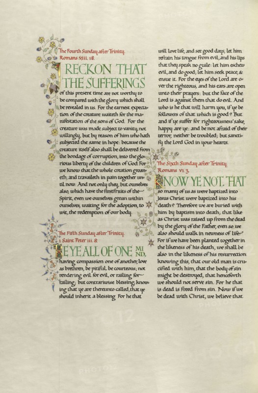 Decorated Text Page; Madelyn Walker, English, active 1930s, England; about 1930; Gold leaf, tempera colors, and pen and black