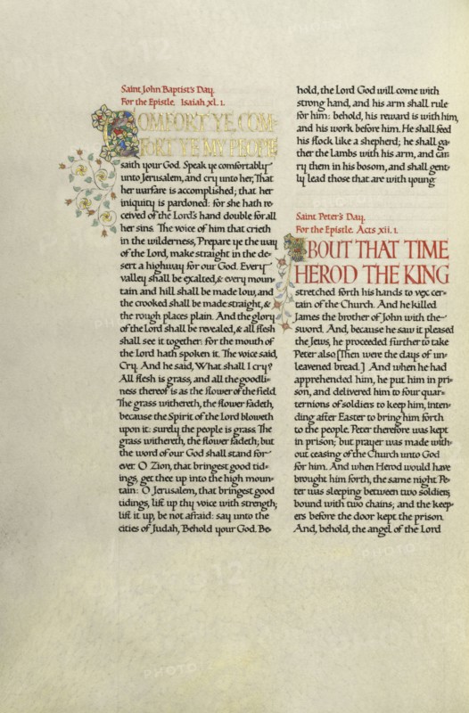 Decorated Text Page; Madelyn Walker, English, active 1930s, England; about 1930; Gold leaf, tempera colors, and pen and black