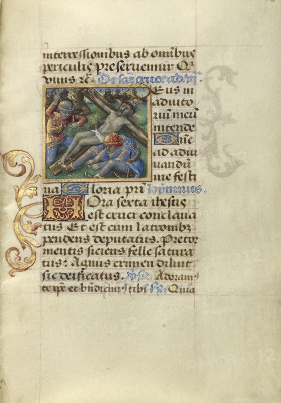 Christ Nailed to the Cross; Master of Cardinal Bourbon, French, about 1480 - 1500, Paris, France; about 1500; Tempera colors