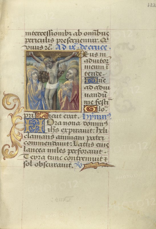 Crucifixion; Master of Cardinal Bourbon, French, about 1480 - 1500, Paris, France; about 1500; Tempera colors, ink and gold on