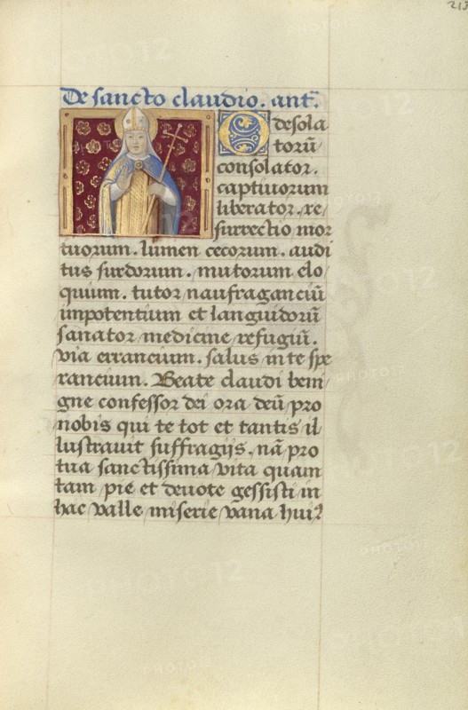 Saint Claudius; Master of Jacques de Besançon, French, active about 1480 - 1500, Paris, France; about 1500; Tempera colors, ink