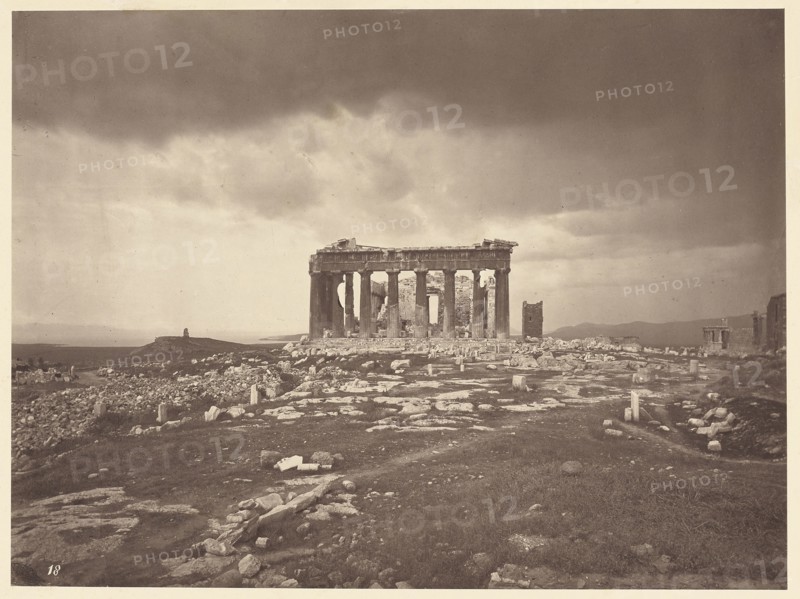 View of the Athenian Acropolis from the East; William J. Stillman, American, 1828 - 1901, Greece; 1870; Carbon print; 17.9 × 24