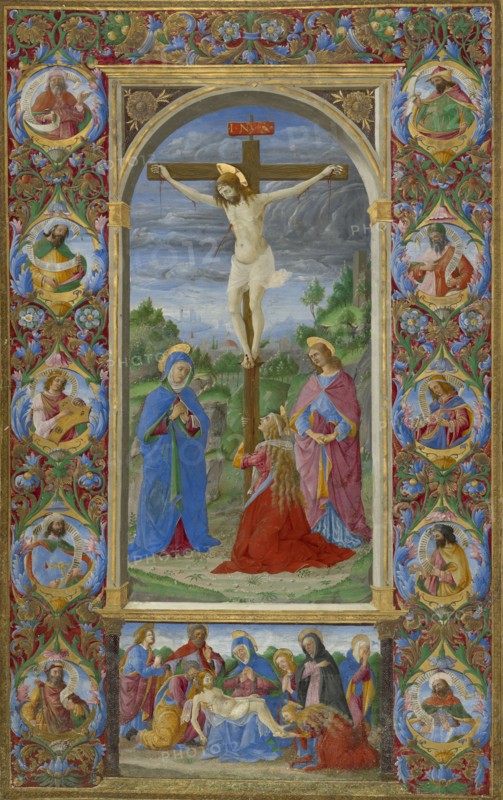 The Crucifixion; Giuliano Amadei, Italian, active 1446 - died 1496, Rome, Italy; 1484 - 1492; Tempera colors and gold on