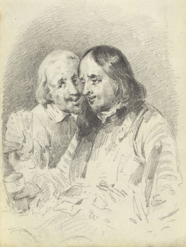 Card Players; Myles Birket Foster, English, 1825 - 1899, England; n.d; Graphite; 8.6 x 6.5 cm, 3 3,8 x 2 9,16 in