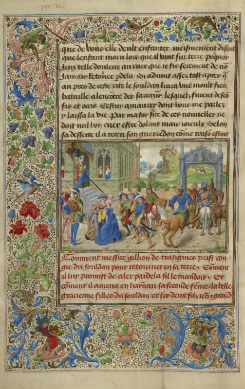 Gracienne Takes Leave of Her Father the Sultan; Lieven van Lathem, Flemish, about 1430 - 1493, David Aubert, Flemish, active