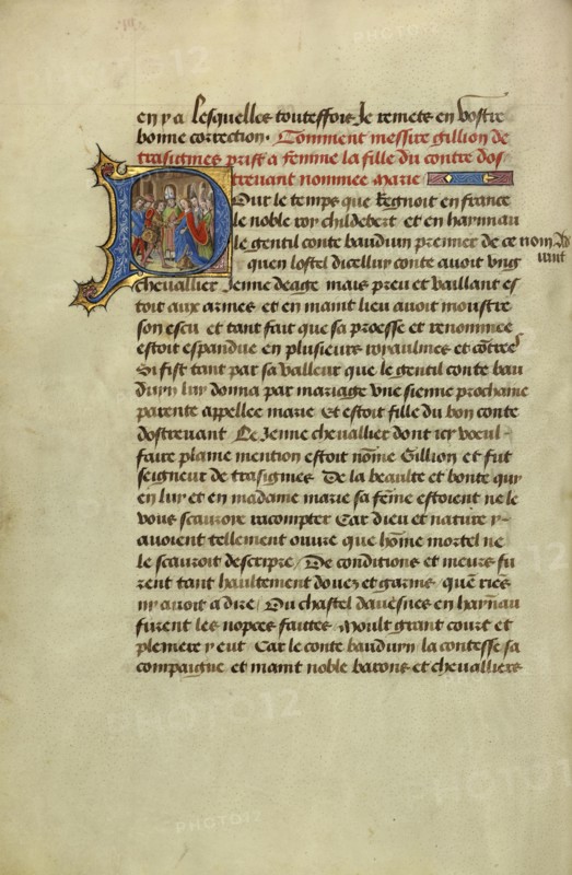 Initial D: The Wedding of Gillion and Marie; Lieven van Lathem, Flemish, about 1430 - 1493, David Aubert Flemish, active 1453