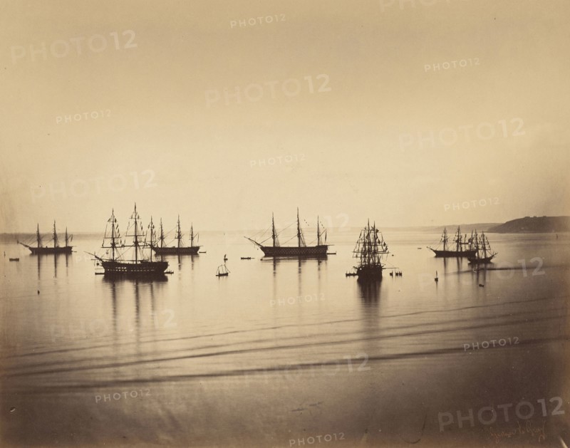 The French Fleet, Cherbourg; Gustave Le Gray, French, 1820 - 1884, France; August 4-6, 1858; Albumen silver print