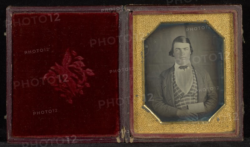 Portrait of Young Man Holding Map of Mexico; Mexico; late 1840s–early 1850s; Daguerreotype