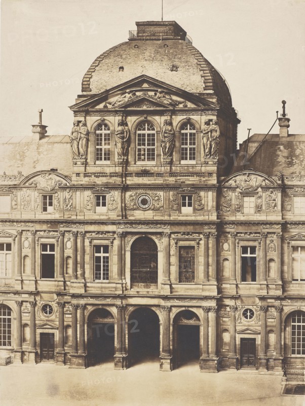Pavillon de l'Horloge, Louvre, Paris; Charles Nègre, French, 1820 - 1880, Paris, France; 1855; Salted paper print from a glass